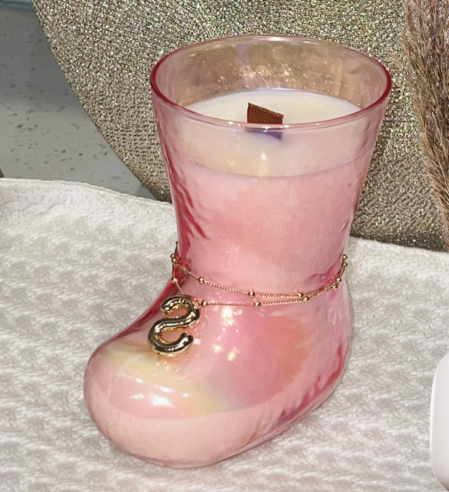 Pink Boot Candle